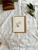 Botanical Illustration Pine Branch Christmas Card
