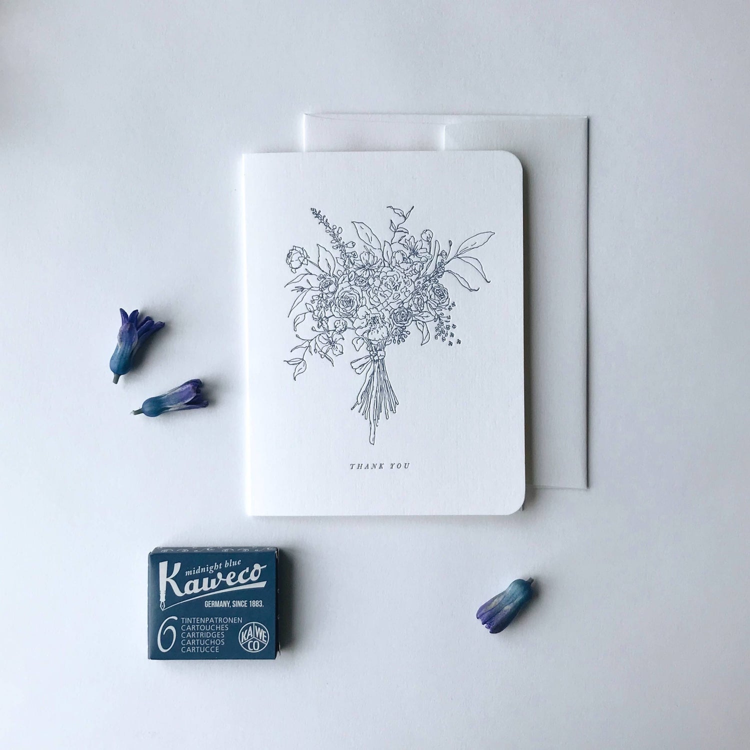 Floral Letterpress Thank You Card