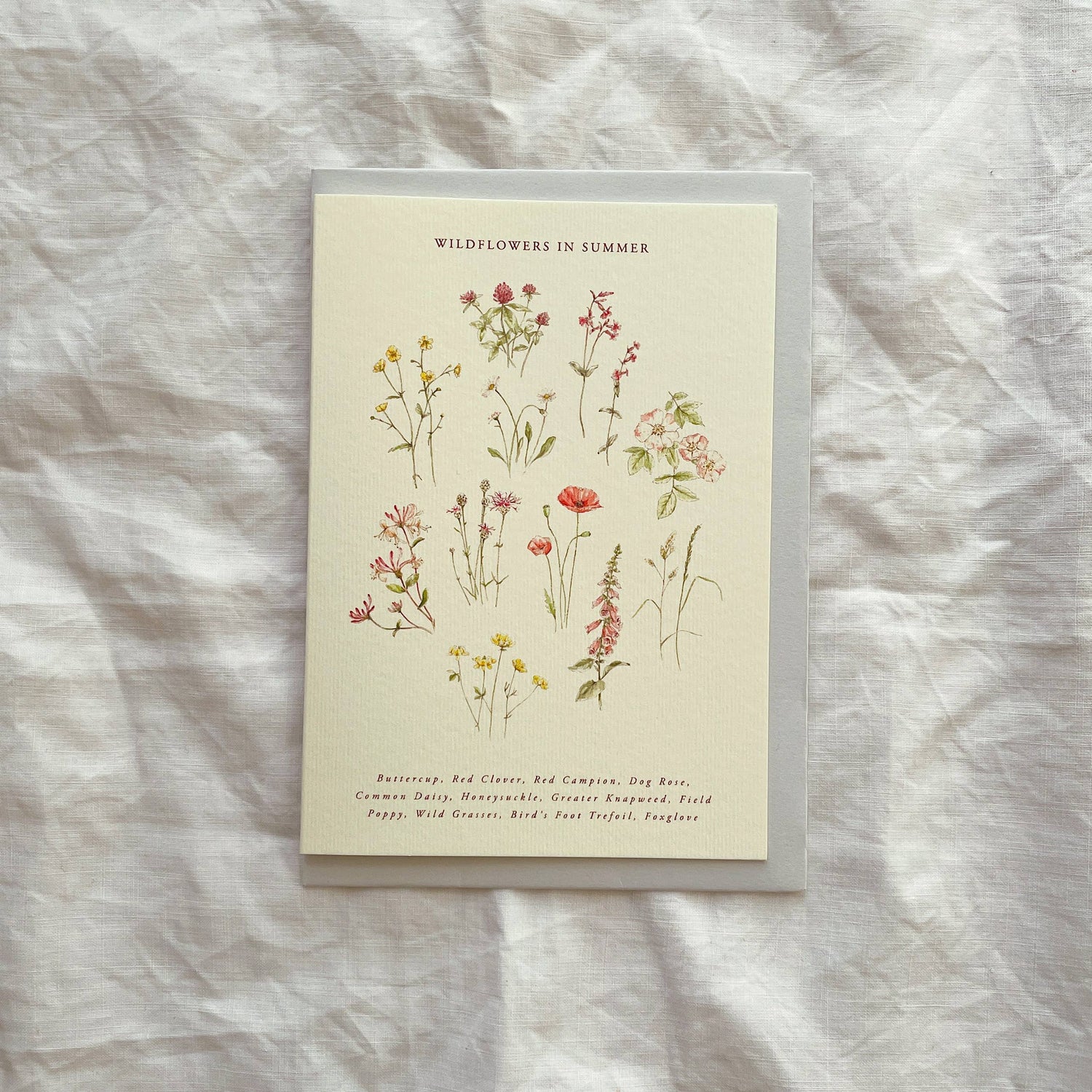 Luxury Seasonal Illustrated Botanical Wildflower Card Summer