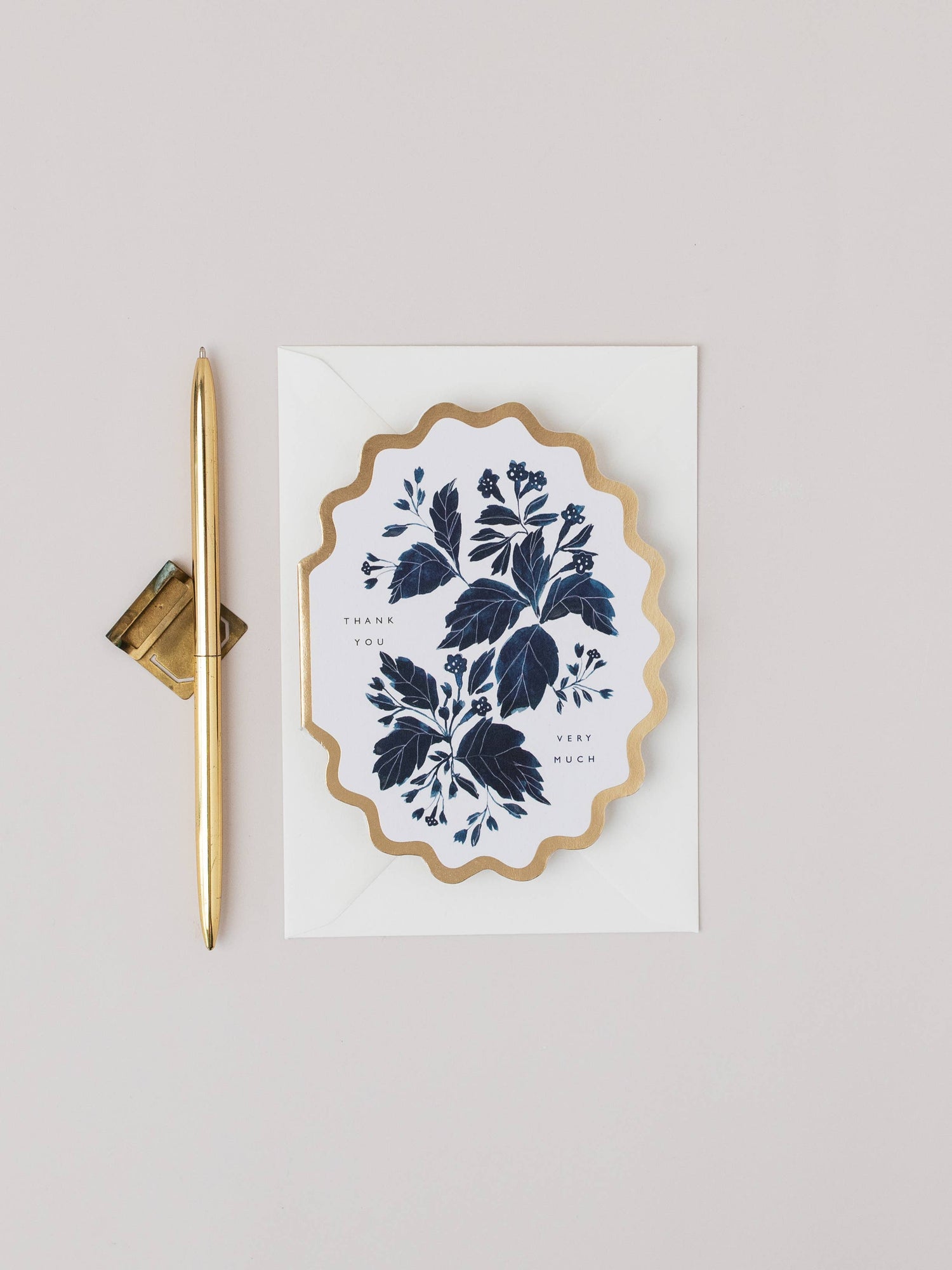 THANK YOU VERY MUCH  BOTANICAL SCALLOP DIE CUT CARD