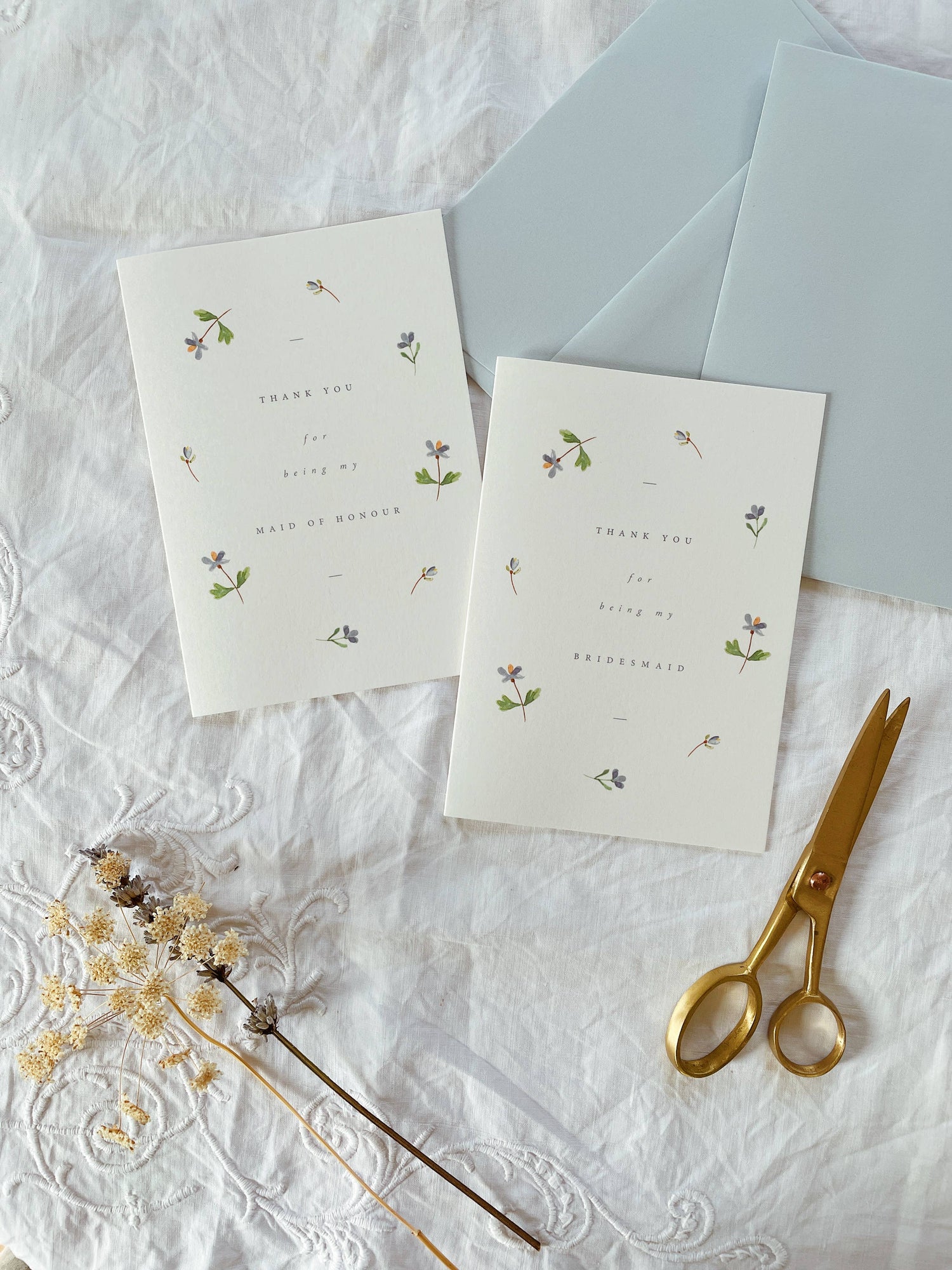 Blue Floral 'Thank You for Being my Bridesmaid' Card