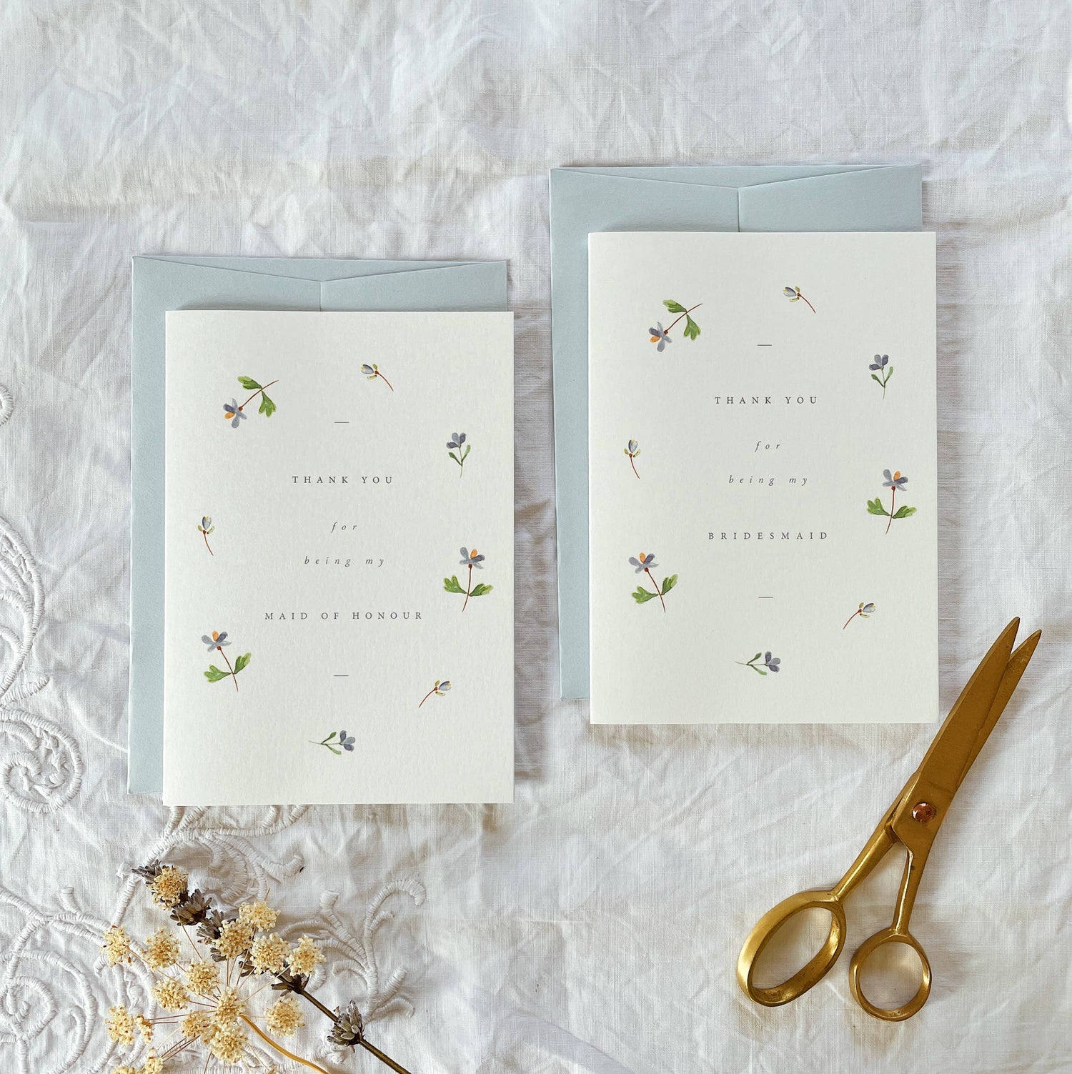 Blue Floral 'Thank You for Being my Bridesmaid' Card