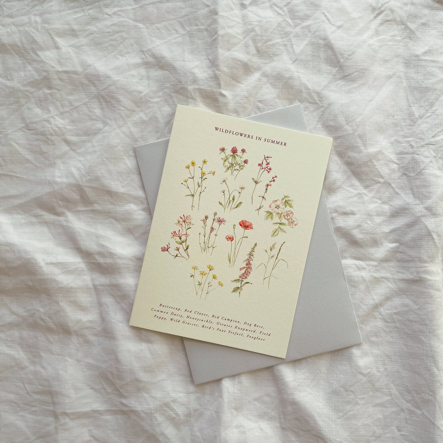 Luxury Seasonal Illustrated Botanical Wildflower Card Summer