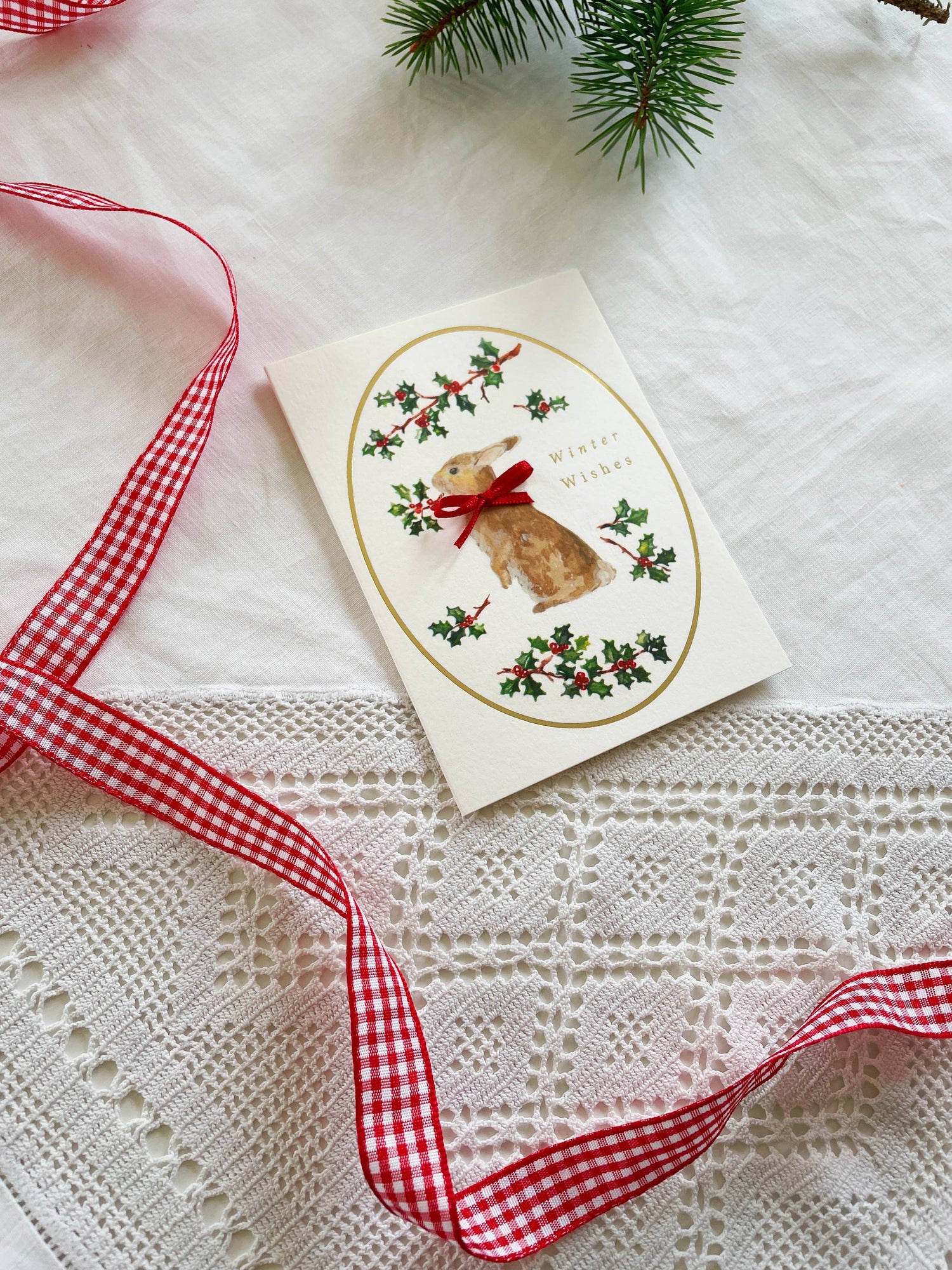 Winter Wishes Petite Foiled Bunny Christmas Card