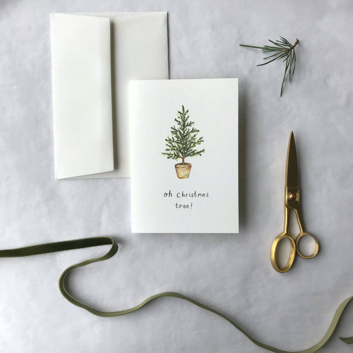 Oh Christmas Tree Watercolour Luxury Christmas Card