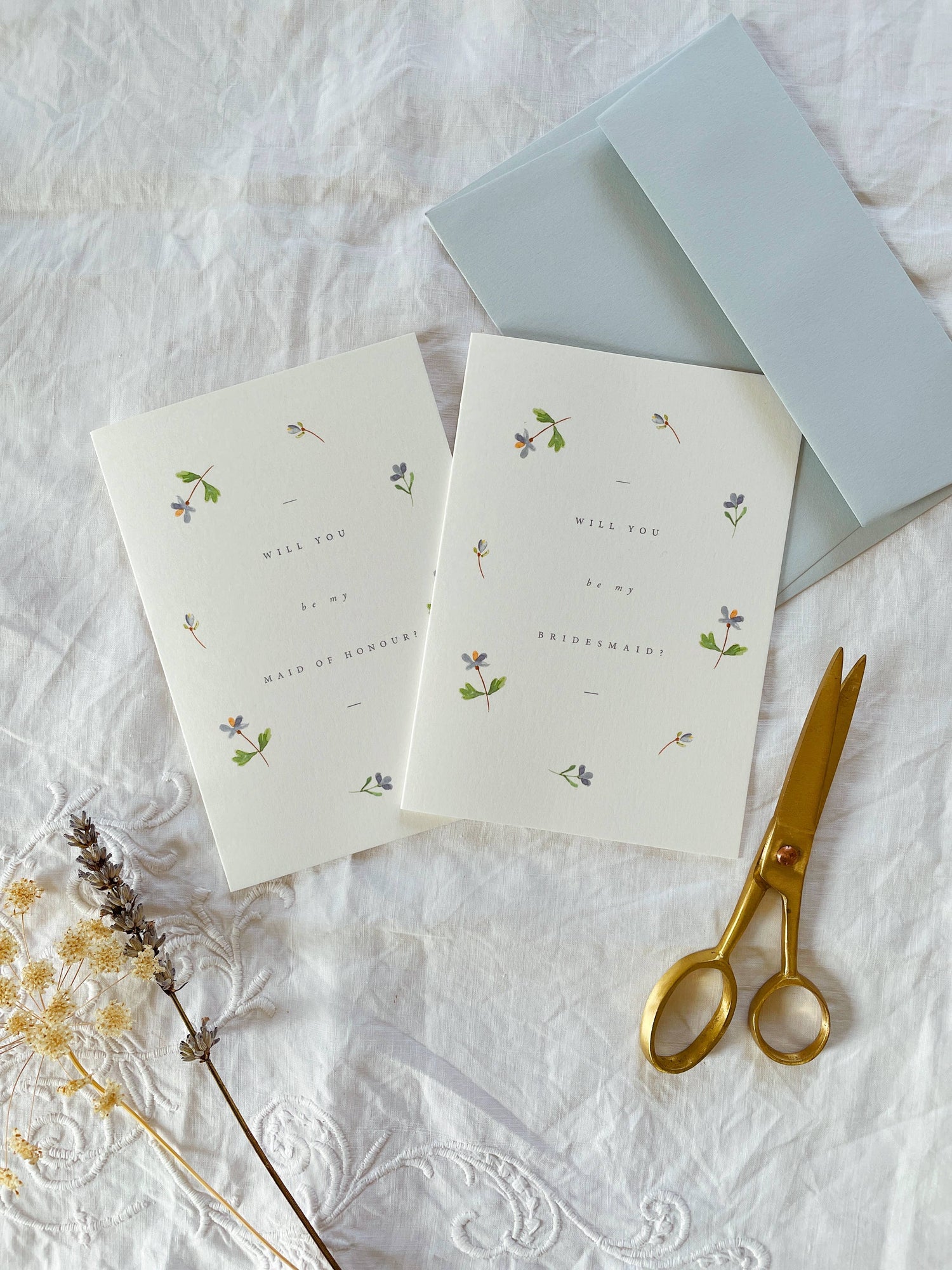 Blue Floral 'Will You Be my Bridesmaid' Card