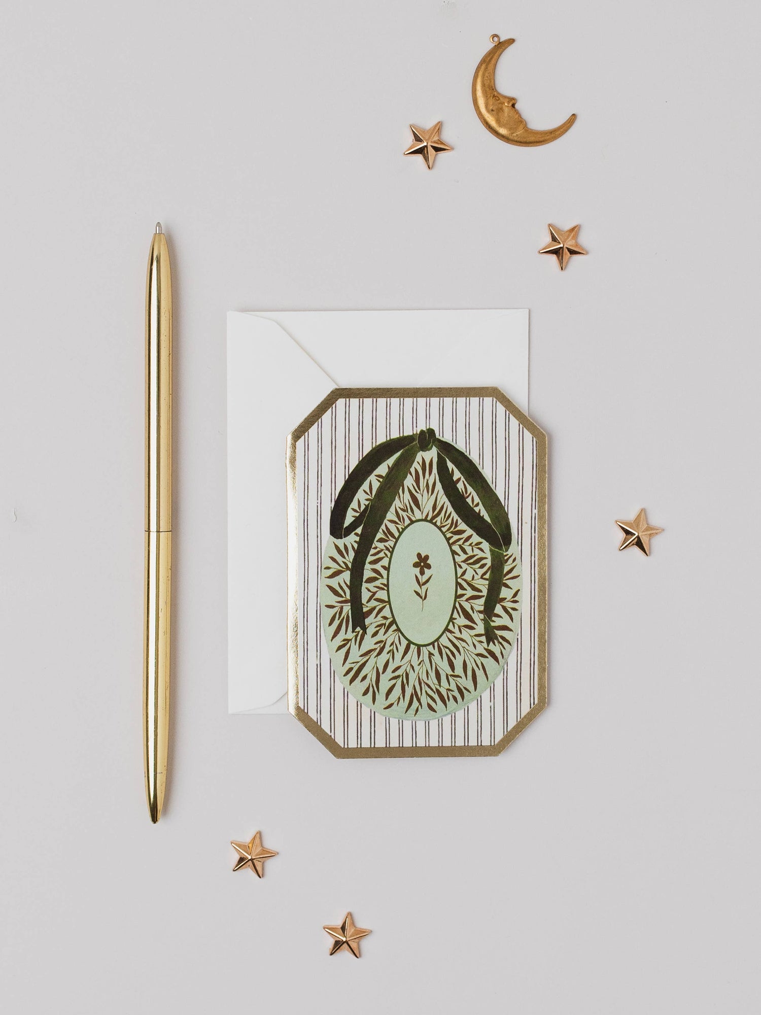 GREEN EASTER EGG BOTANICAL DIE CUT MINI CARD 