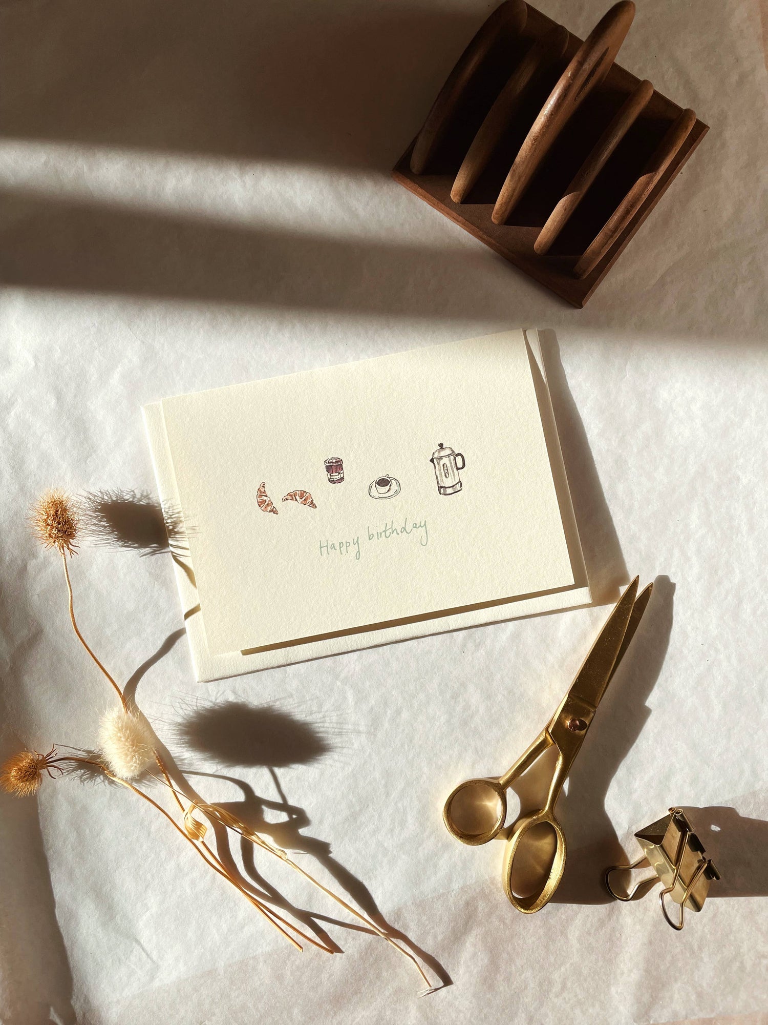 Coffee and Croissants Birthday Card