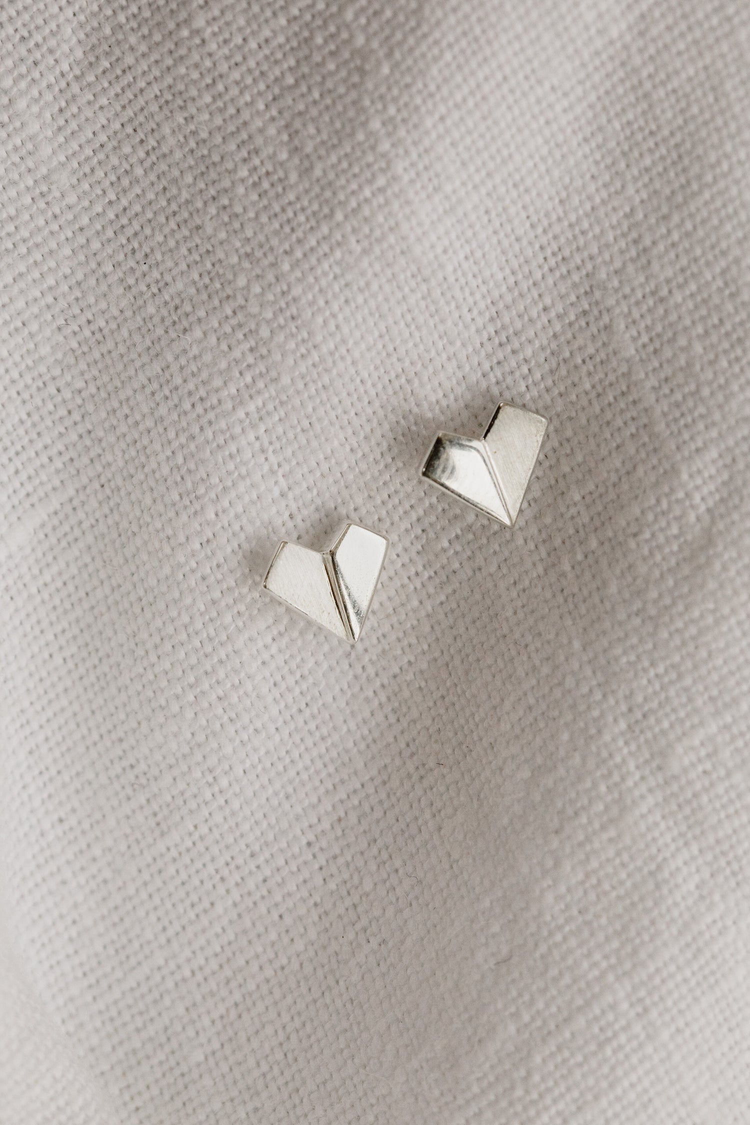 DEMI COEUR • Silver Stud Earrings