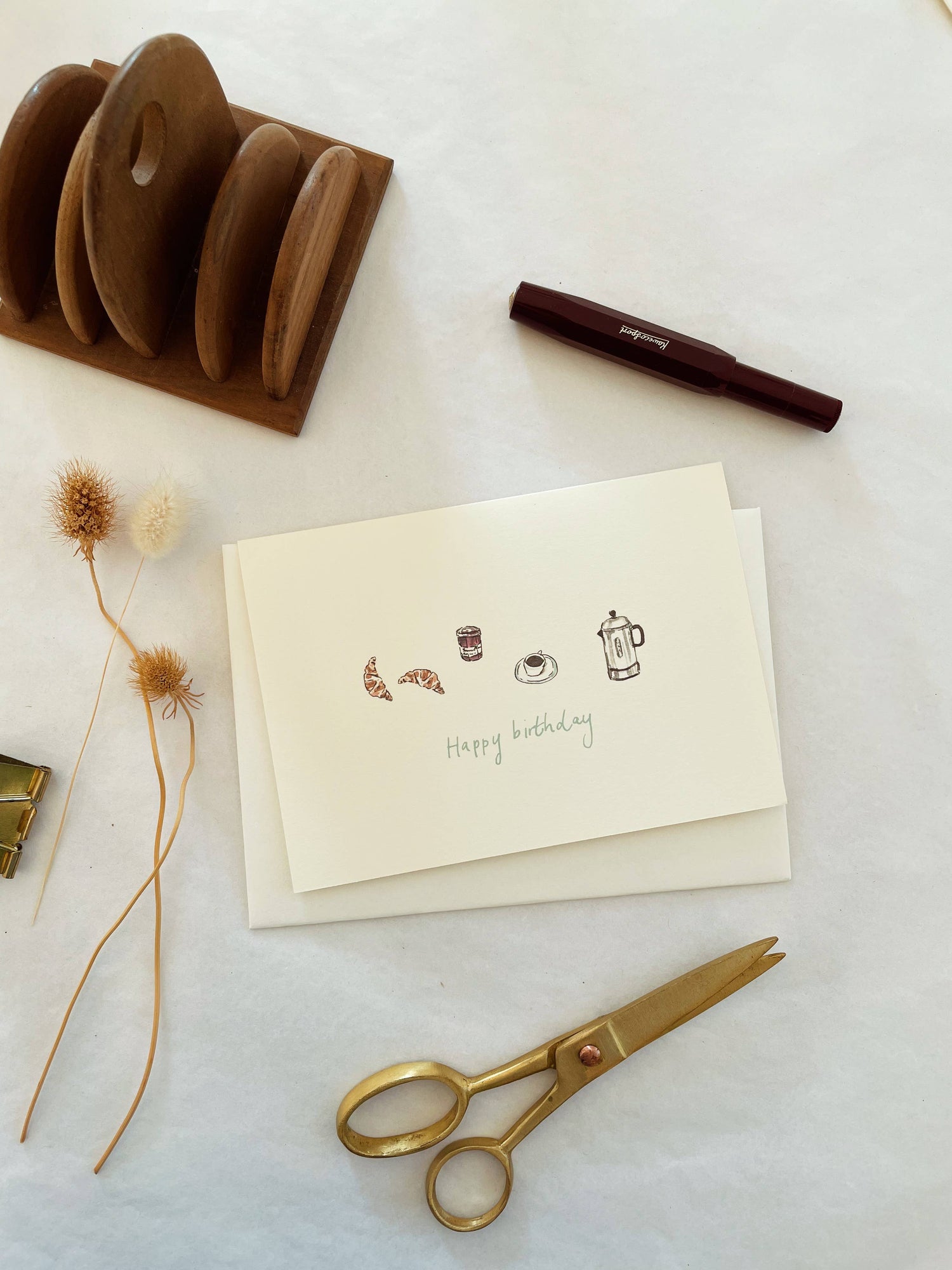 Coffee and Croissants Birthday Card