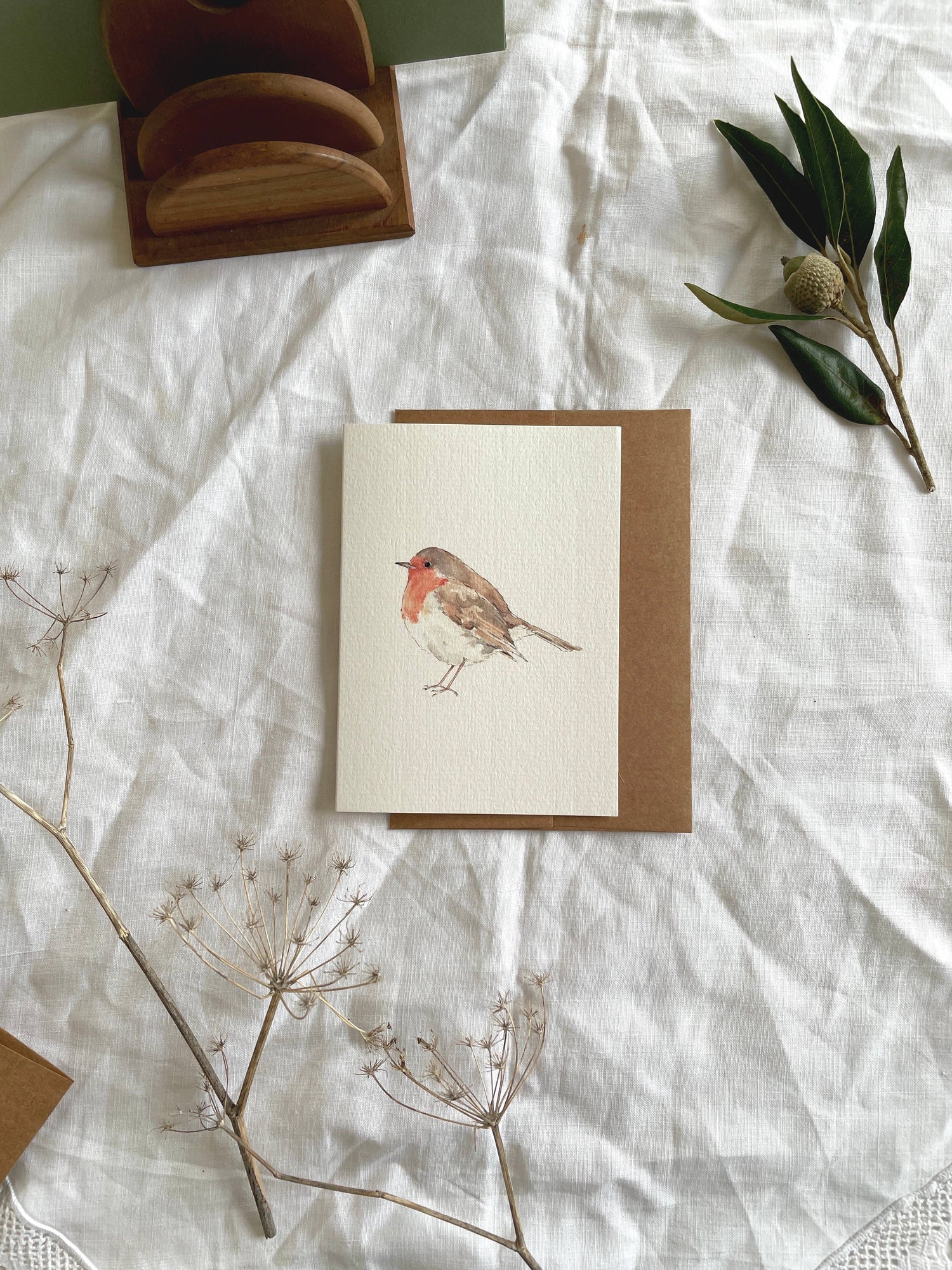 Botanical Illustration Robin Christmas Card