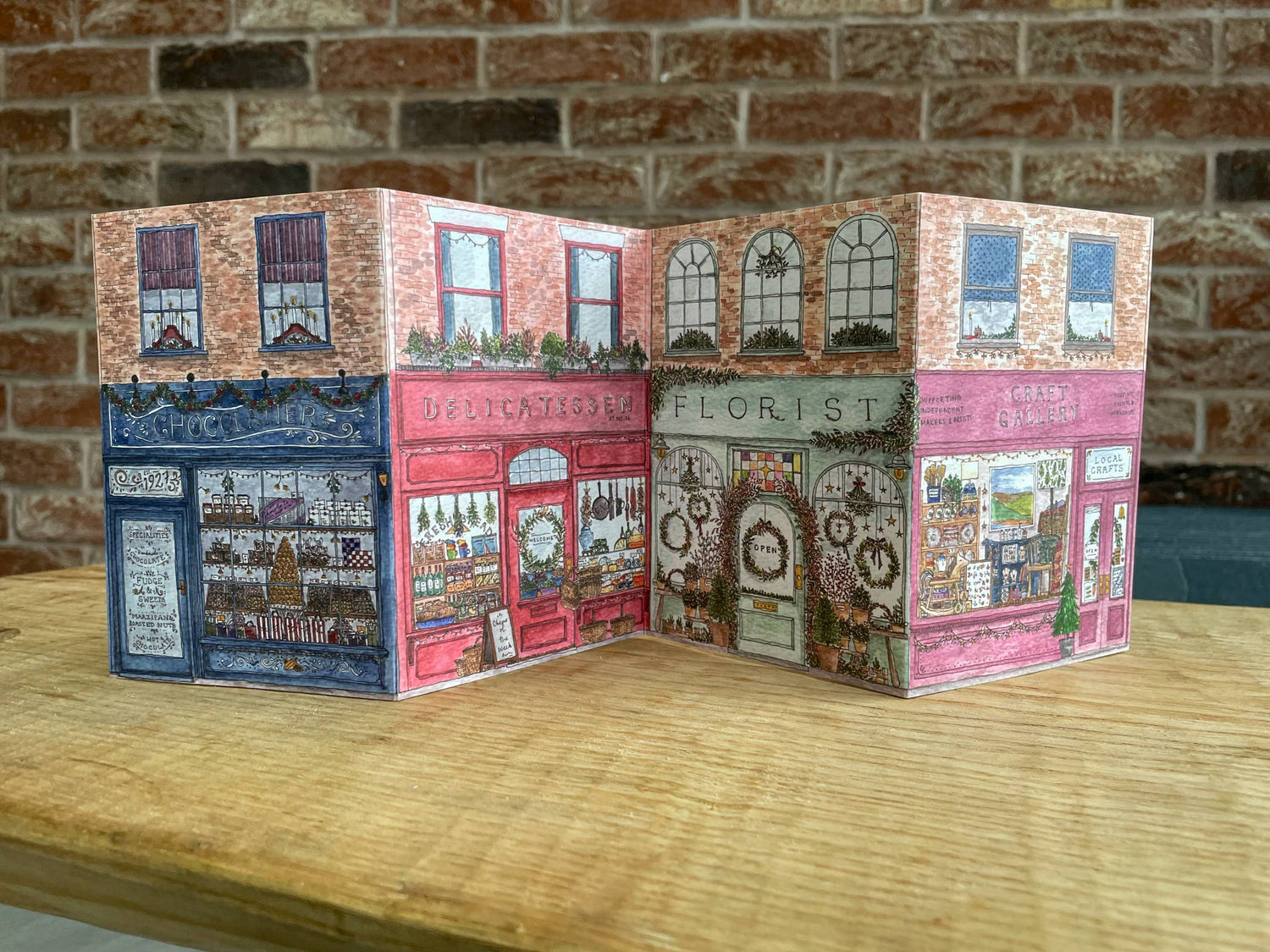 Concertina Card Decoration Street Scene Christmas Card