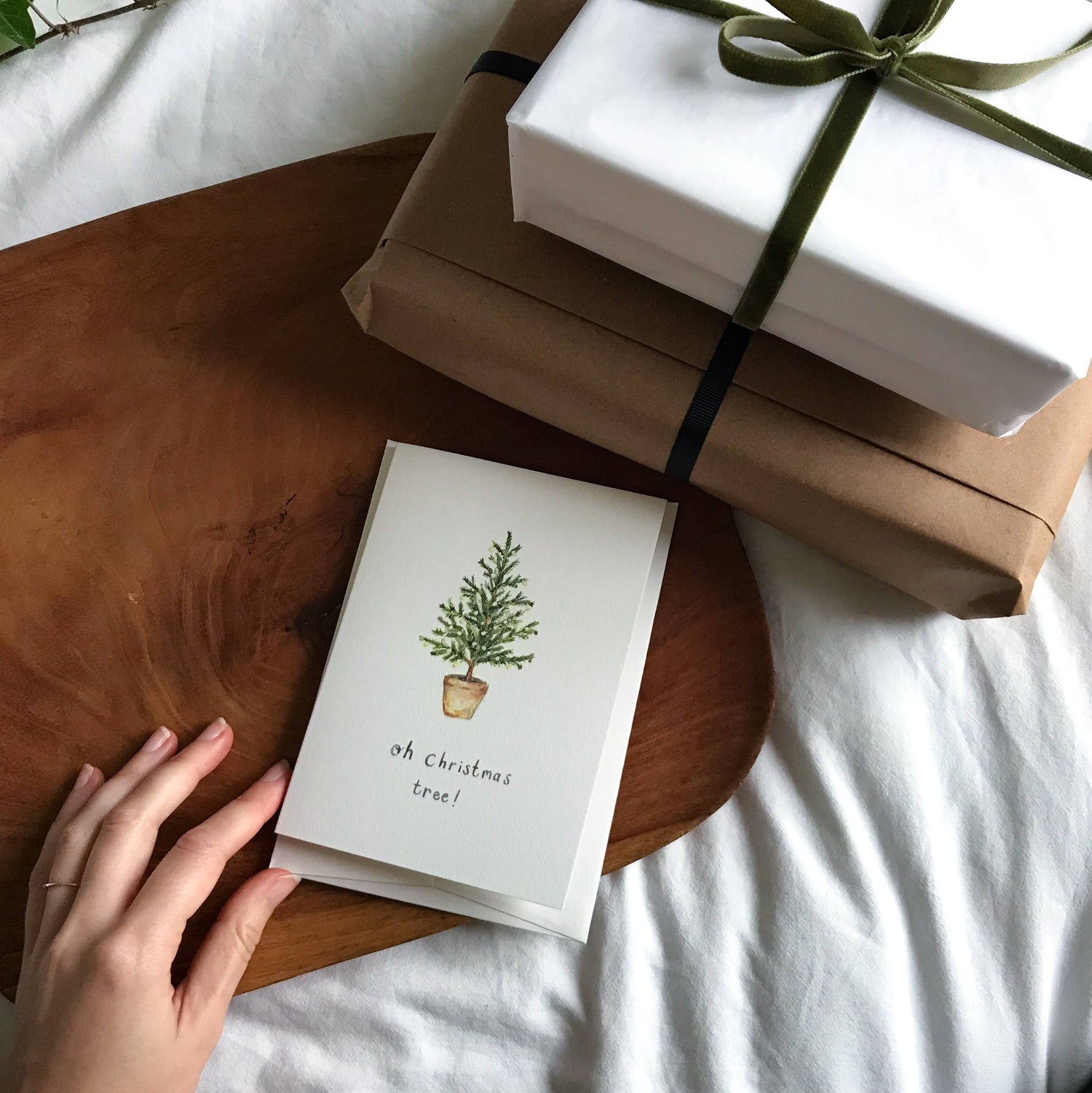 Oh Christmas Tree Watercolour Luxury Christmas Card